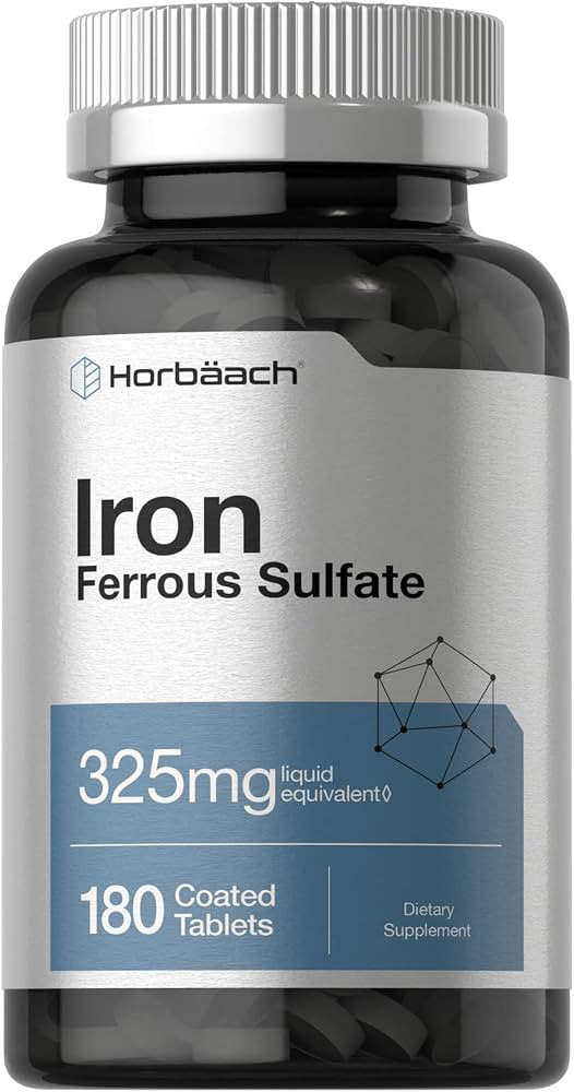 Horbäach Iron Ferrous Sulfate 325mg | 180 Count | Vegetarian, Non-GMO & Gluten Free Dietary Supp... | Amazon (US)