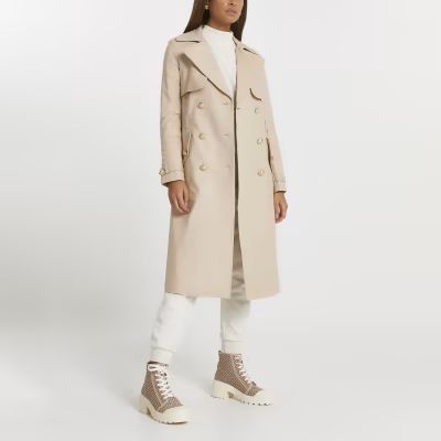 Beige quilted longline trench coat | River Island (UK & IE)