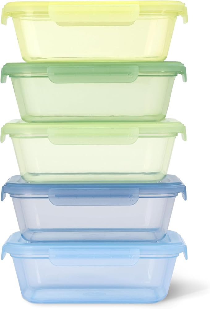 Ello Snap & Nest 10-Piece 4.5 Cup Plastic Meal Prep Set, Reusable Food Containers for Healthy Eat... | Amazon (US)