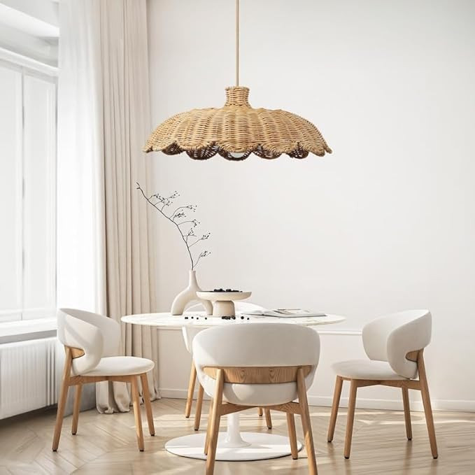 Rattan Pendant Light - Modern, Farmhouse, Bohemian Lampshade, Bamboo Pendant Light, Rattan Furnit... | Amazon (US)