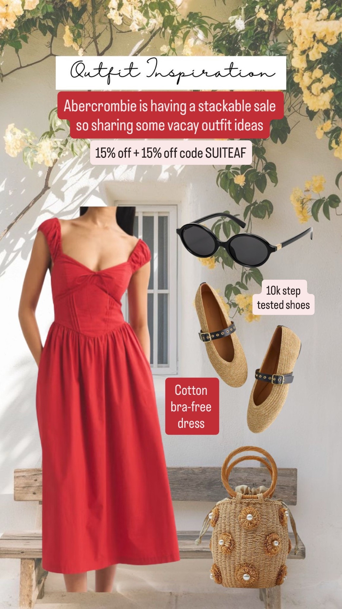 Abercrombie stackable sale vacation outfit for women. Built in bra cotton dress. Use code SUITEAF

#LTKTravel #LTKSaleAlert