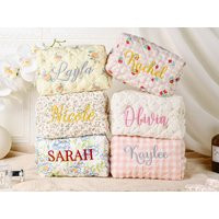 Personalized Embroidered Makeup Bag, Custom Bag, Floral Cosmetic Bag, Travel Pouch, Women Toiletry Bag, Bridesmaid Gift | Etsy (US)