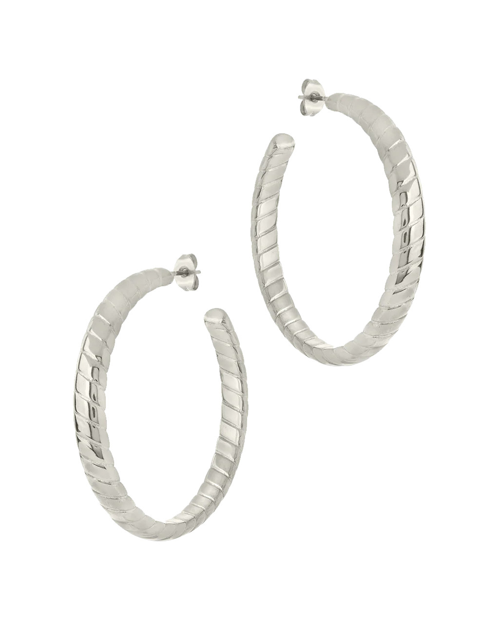 Everly Flat Herringbone Chain Hoop Earrings | Sterling Forever