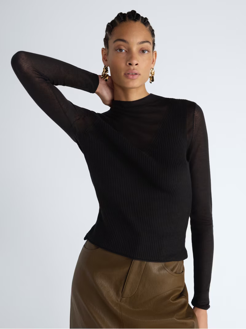 Scoop Women\u2019s and Women\u2019s Plus Sheer Yoke Mock Neck Sweater, Sizes XS-4X | Walmart (US)