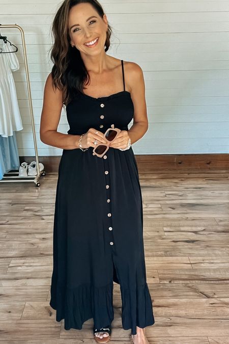 Spaghetti strapped button down smocked dress from Amazon! 🤩 
Spring fashion inspo, Amazon looks for less 

#LTKfindsunder50 #LTKstyletip #LTKSeasonal