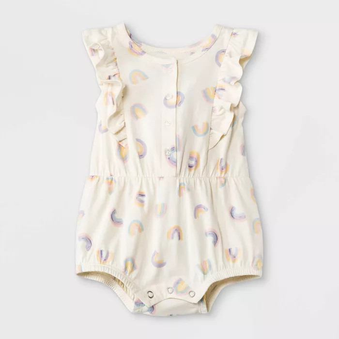 Grayson Mini Baby Girls' Rainbow Ruffle Romper - White | Target