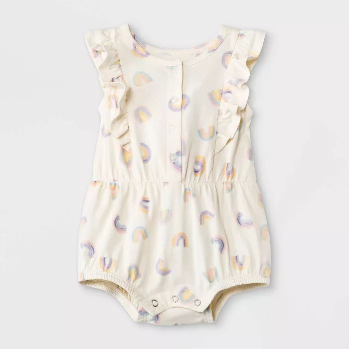 Grayson Mini Baby Girls' Rainbow Ruffle Romper - White | Target