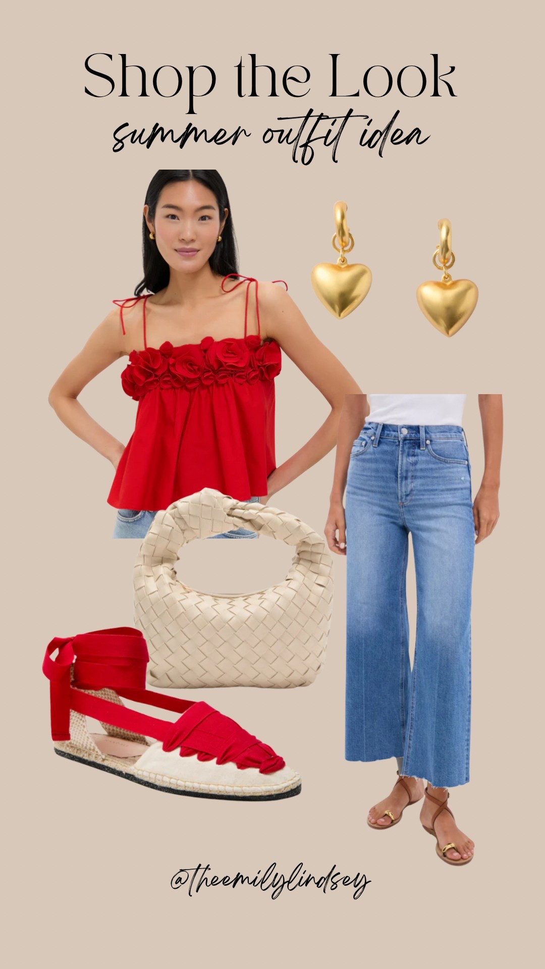 This red top and the red espadrille sandals omg 😍 

The Emily Lindsey, summer outfit idea, 4th of July outfit, summer handbag, heart earrings, denim.



#LTKShoeCrush #LTKSaleAlert #LTKSummerEdit