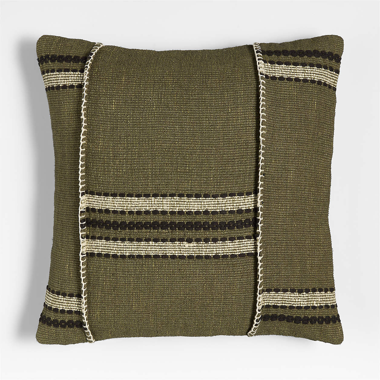 Helena Blanket Stitch 20"x20" Burnt Green Throw Pillow Cover + Reviews | Crate & Barrel | Crate & Barrel