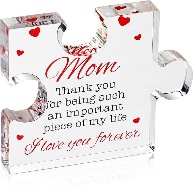 VELENTI Birthday Gifts for Mom - Engraved Acrylic Block Puzzle Mom Present 4.1 x 3.5 inch - Cool ... | Amazon (US)