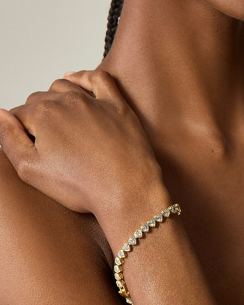 Heart cubic zirconia bezel-set tennis bracelet | J. Crew US