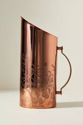 Foliage Copper-Plated Stainless Steel Pitcher | Anthropologie (US)