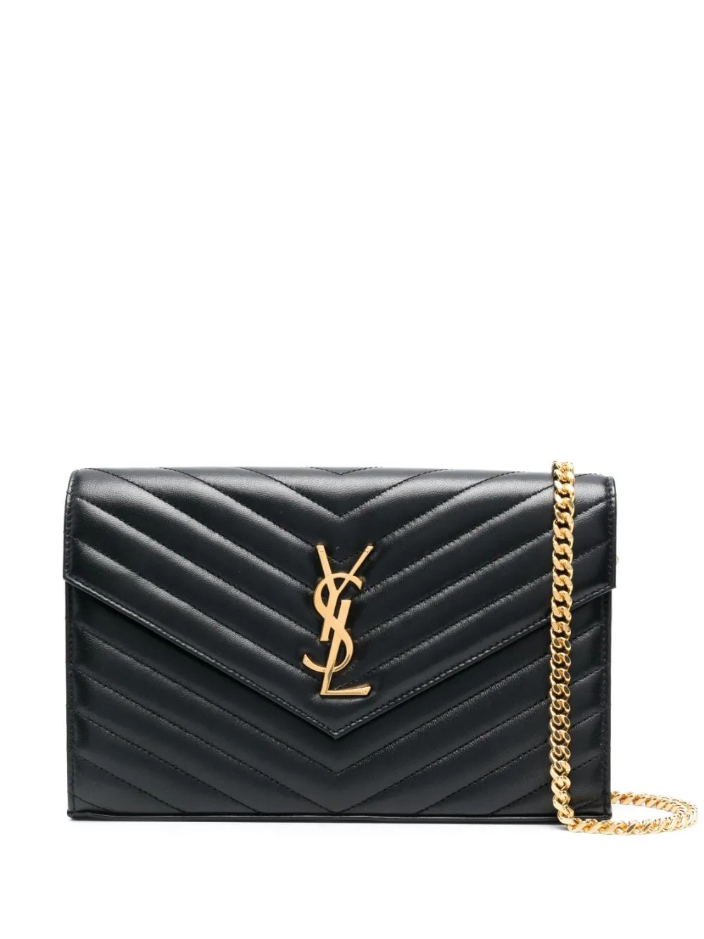 Saint Laurent Cassandre Leather Chain Wallet - Farfetch | Farfetch Global