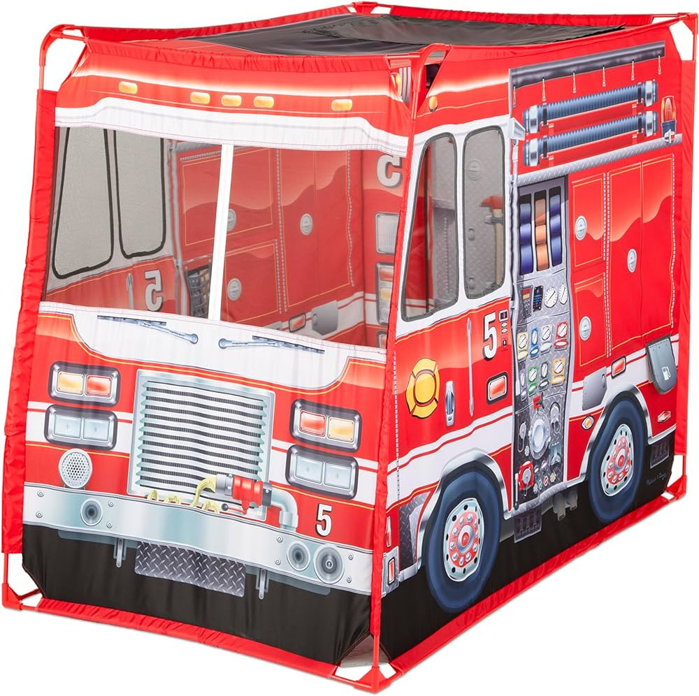 Melissa & Doug Fire Truck Play Tent Role Play Firefighter Tent, Fire Truck Tent for Kids Ages 3+ | Amazon (US)