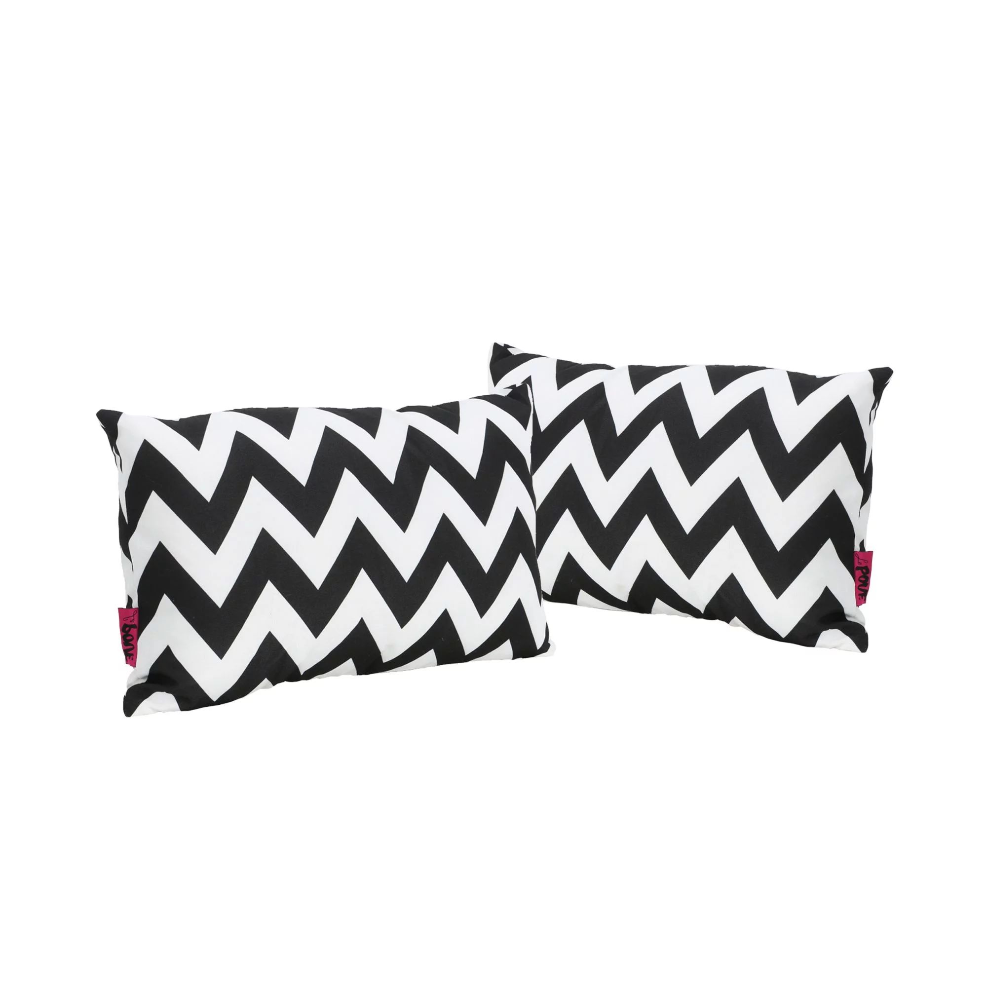 Set of Two Black and White Chevron Outdoor Patio  Rectangular Throw Pillows 18.5" | Walmart (US)