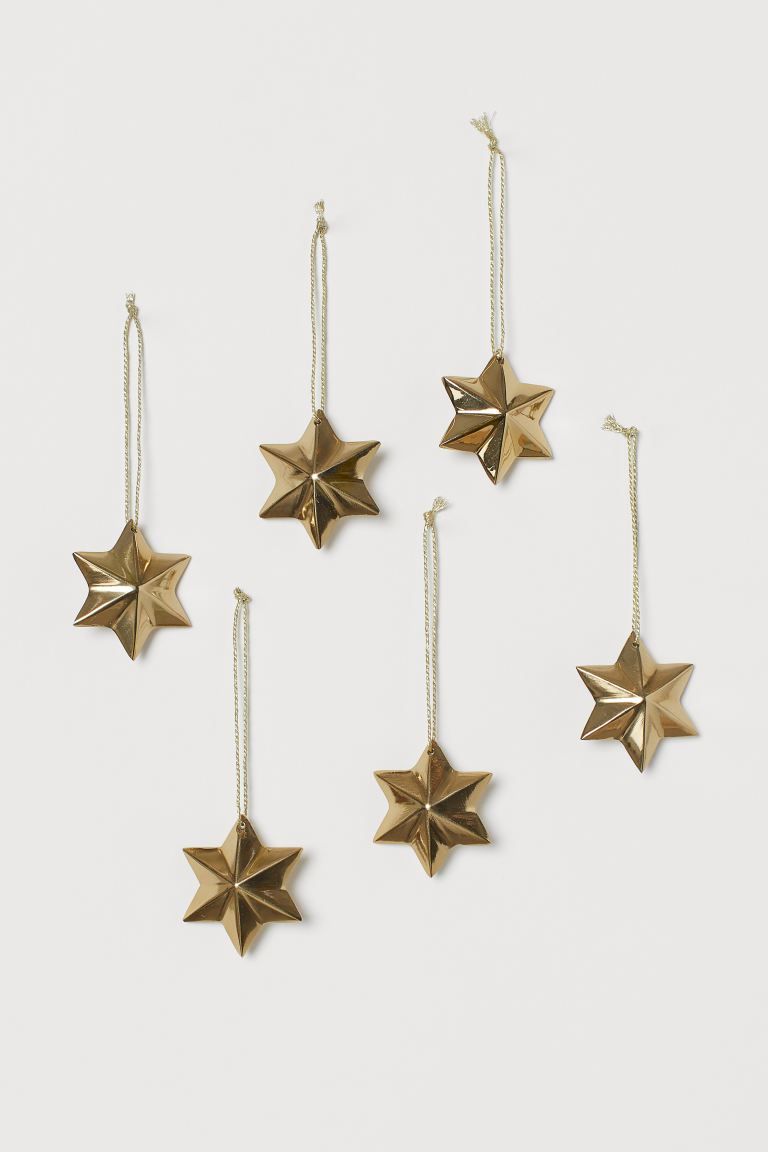 6-pack Christmas Ornaments - Gold-colored - Home All | H&M US | H&M (US + CA)