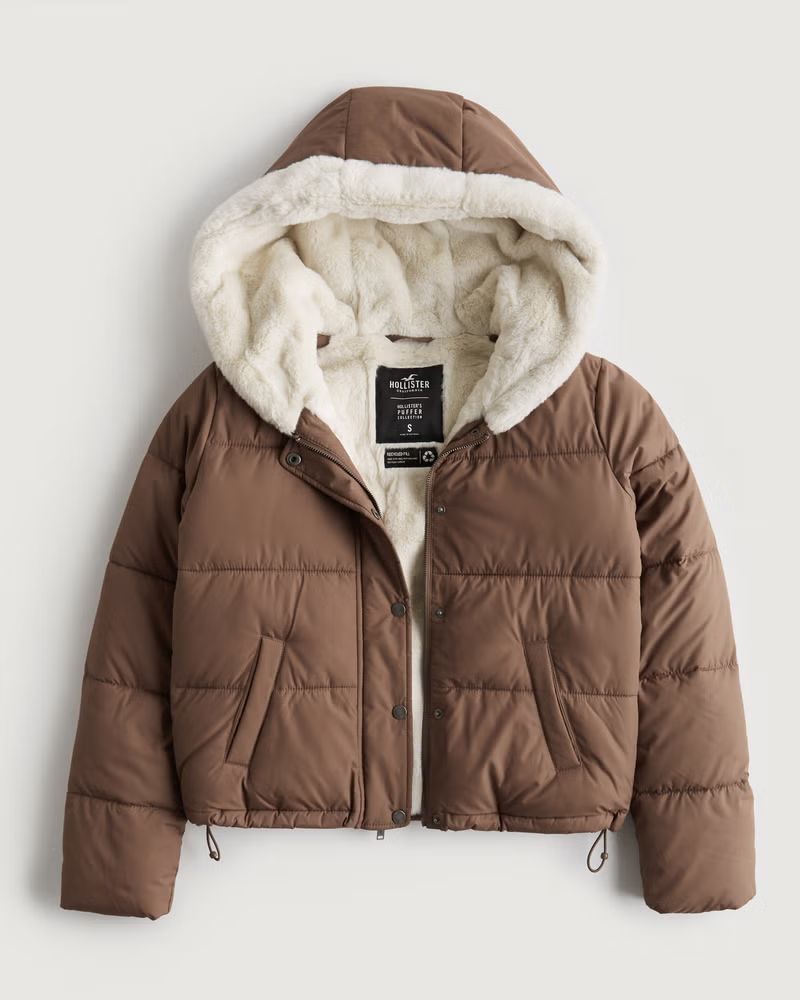 Faux Fur-Lined Puffer Jacket | Hollister (US)