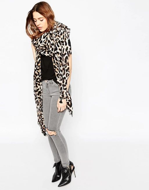 ASOS Oversized Lightweight Scarf In Leopard Print at asos.com | ASOS US