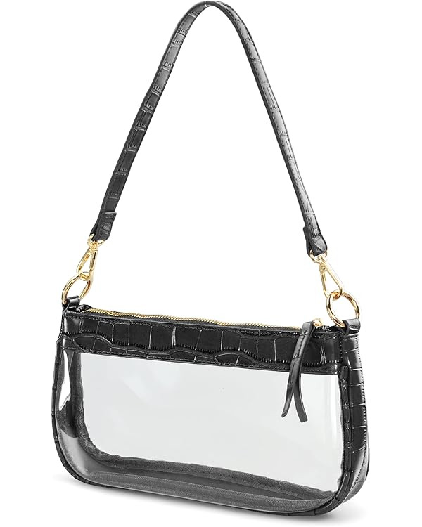 Clear Shoulder Handbag PVC Classic 90s Purse Women Vegan Leather Crocodile Crossbody Bag | Amazon (US)