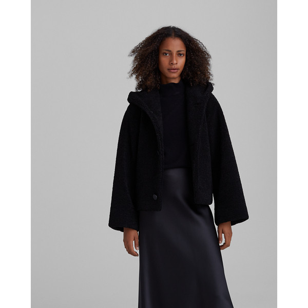 Club Monaco Black Cropped Teddy Jacket in Size L | Club Monaco (Global)