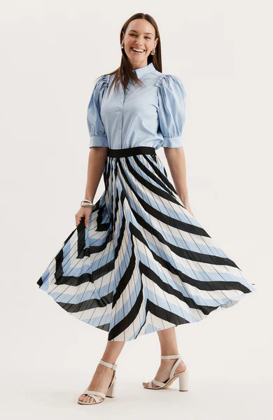 Cara Fortuni Skirt - White Blue Black Stripes | tyler boe