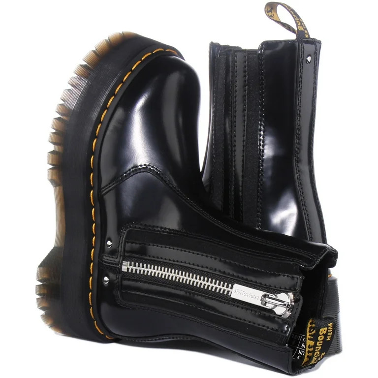 Dr Martens 2976 Max Women's Leather High Platform Chelsea Boot With Zip In Black Size 8 | Walmart (US)