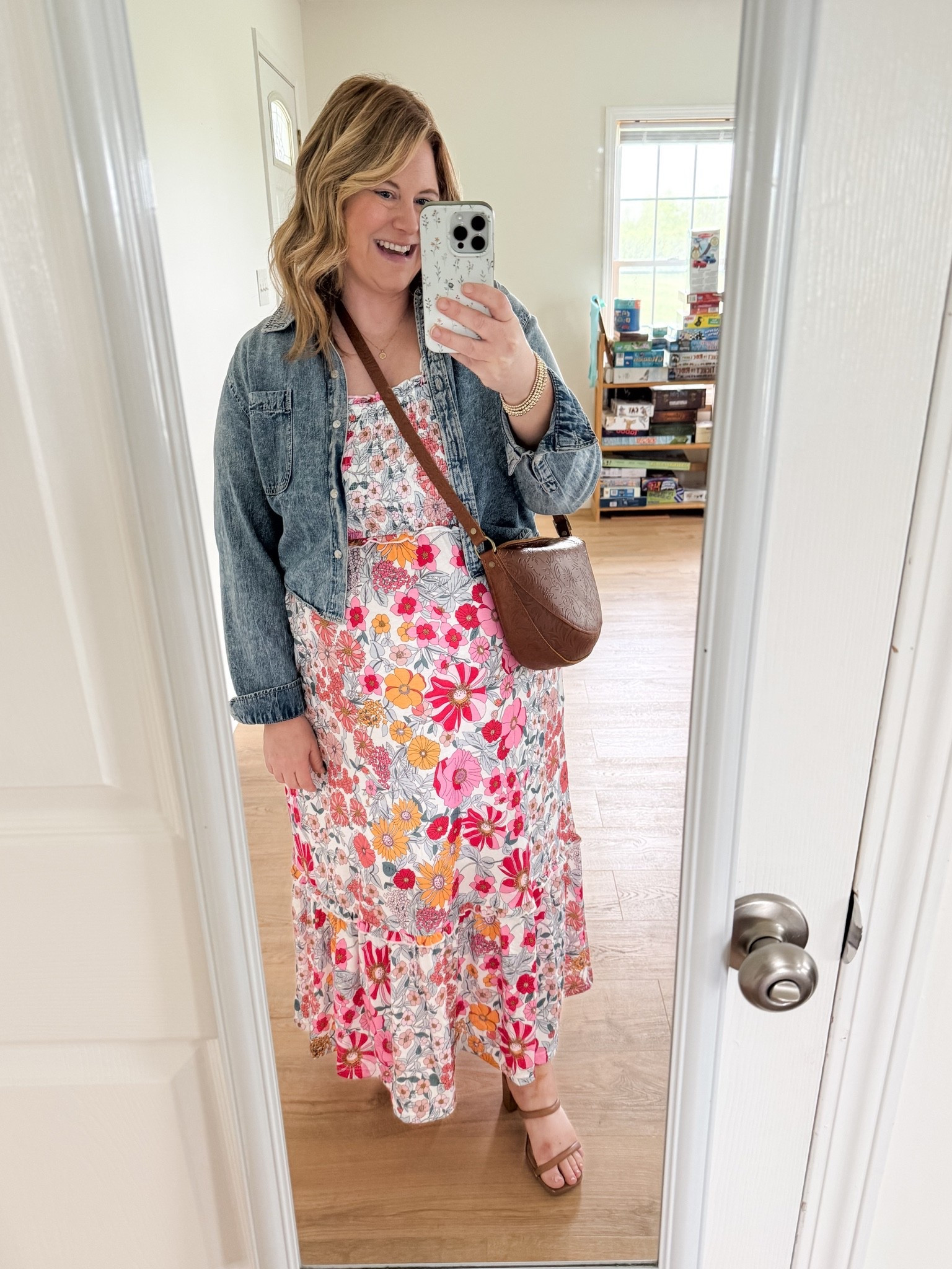 Church outfit.  Wearing an XL in my dress - bump and nursing friendly! My cropped denim shirt is old but I linked a super similar one

#LTKBump #LTKMidsize #LTKootd