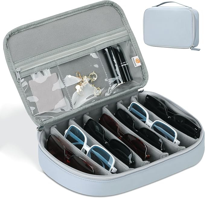 Bellzacasa Travel Sunglasses Organizer Case, Eyeglasses Storage Holder Box with Multiple Pairs Ad... | Amazon (US)