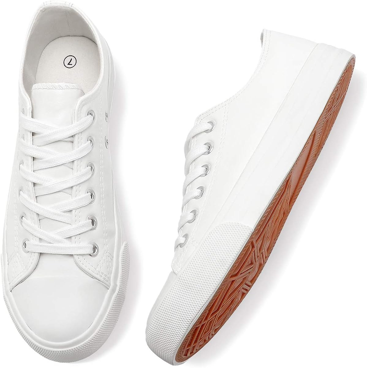 Adokoo Women's Fashion Sneakers PU Leather Casual Shoes White Tennis Shoes | Amazon (US)