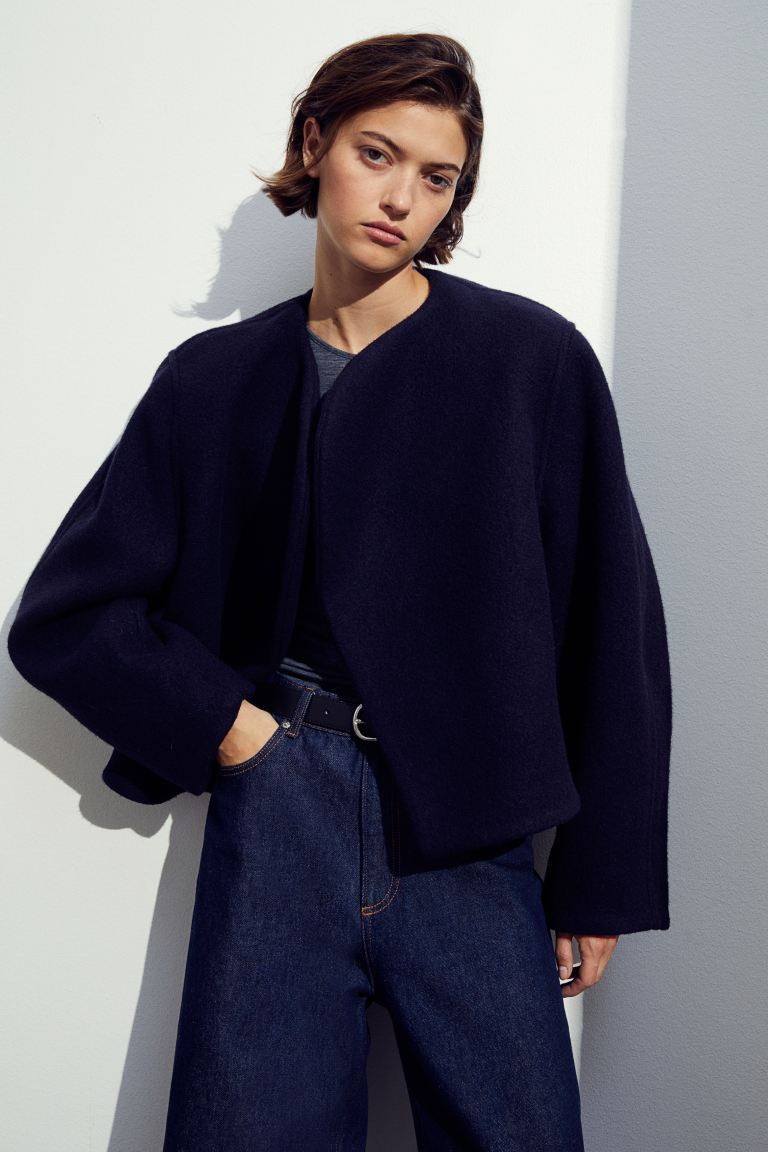 Wool-blend jacket - Black - Ladies | H&M GB | H&M (UK, MY, IN, SG, PH, TW, HK)