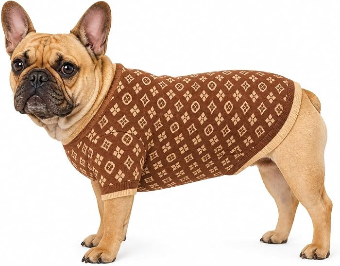 Dog Sweater for Small Dogs, Designer Dog Clothes, Luxury Chewy Pawtton Knit     Designer dog clot... | Amazon (US)