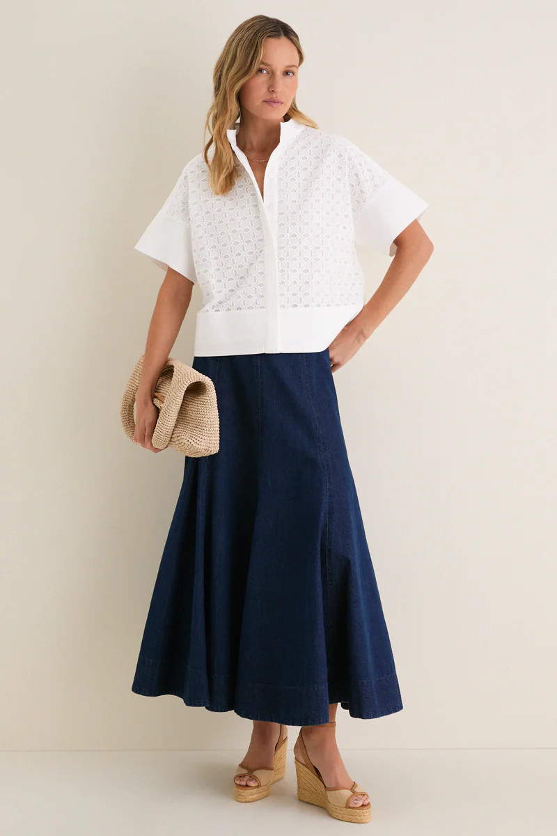White Eyelet Sofia Stitch Shirt | Tuckernuck (US)