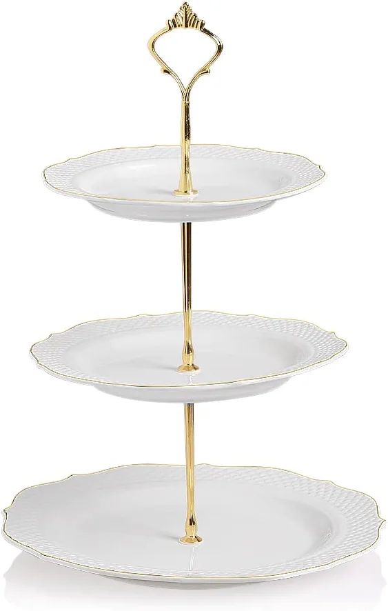 SWEEJAR 3 Tier Ceramic Cake Stand Wedding, Dessert Cupcake Stand for Tea Party Serving Platter (N... | Amazon (US)