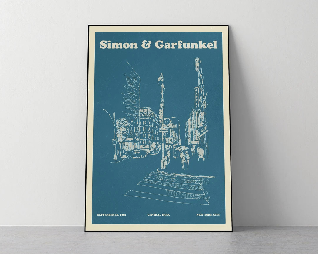 Simon and Garfunkel Poster — Central Park 70s 80s Concert Print, Vintage New York City Street S... | Etsy (US)
