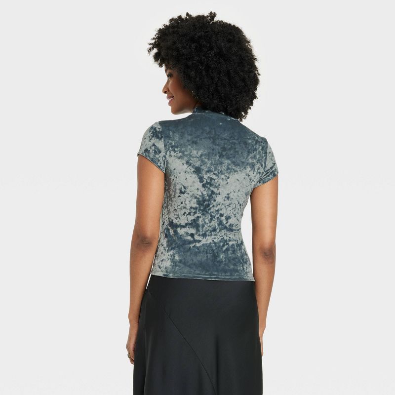 Women's Short Sleeve Slim Fit Mock Turtleneck Velvet T-Shirt - A New Day™ | Target