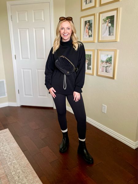 My new obsession: the Varley Freya sweat! I’m wearing an XS and size 4 in the aligns | running errands outfit, travel outfit, loungewear, black leggings, black sweatshirt, Chelsea boots, lululemon 

#LTKtravel #LTKSeasonal #LTKstyletip