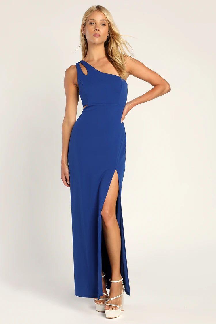 Simply Beautiful Royal Blue One-Shoulder Cutout Maxi Dress | Lulus (US)