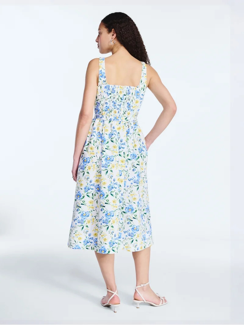 Free Assembly Women’s and Women's Plus Sleeveless Belted Cotton Midi Dress, Sizes XS-4X | Walmart (US)