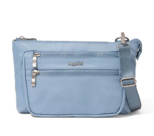 Baggallini Premier Twill Multi Zip RFID Crossbody Bag - QVC.com | QVC