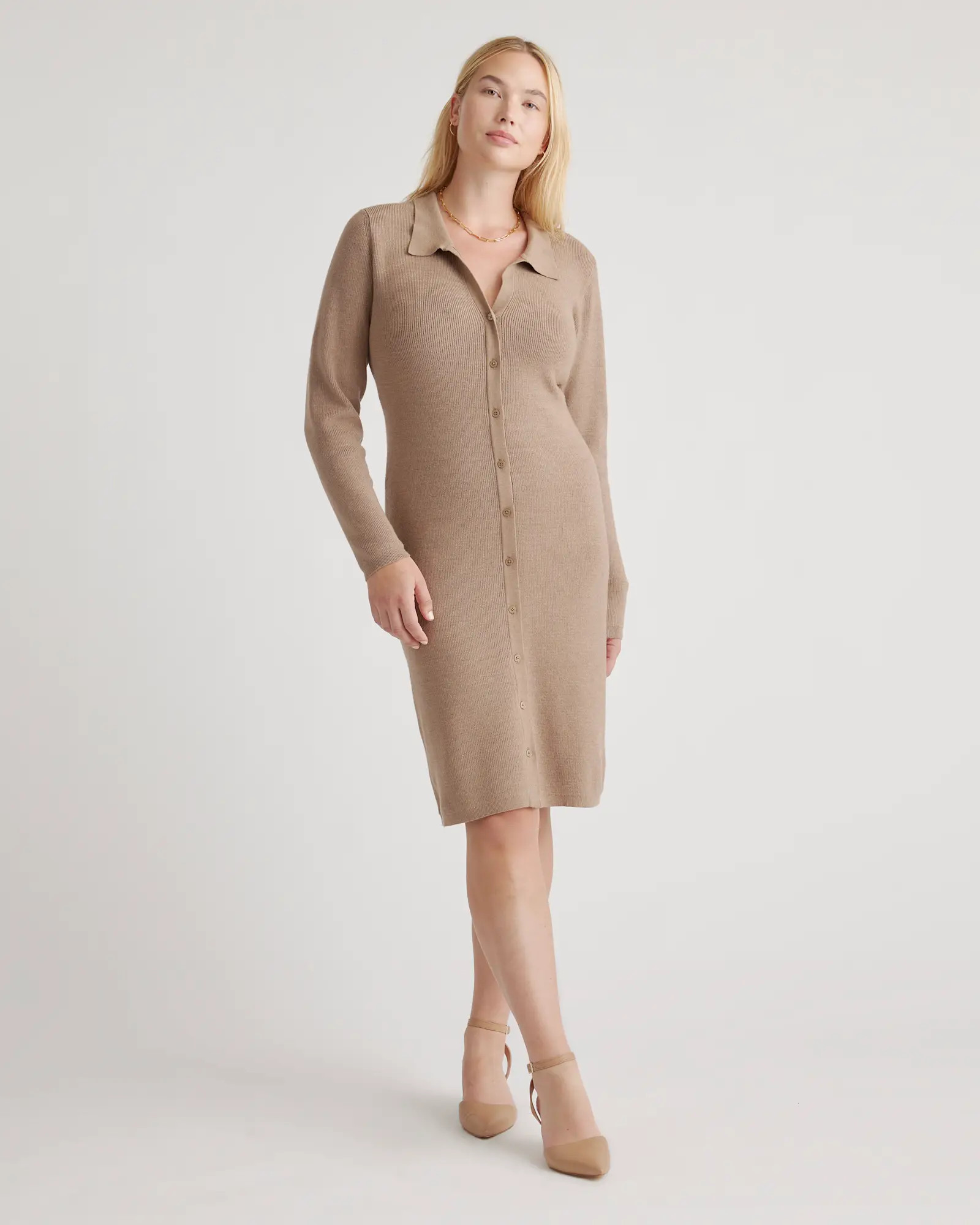 Eco-Knit Button-Up Sweater Dress | Quince