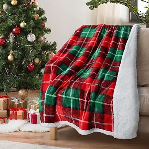 Red Buffalo Plaid Christmas Throw Tv Sherpa Blanket 50" X 60", Super Soft Warm Comfy Plush Fleece... | Walmart (US)