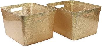Isaac Jacobs Large Glitter Storage Bin Set (14" x 11.5" x 8.75") | Amazon (US)
