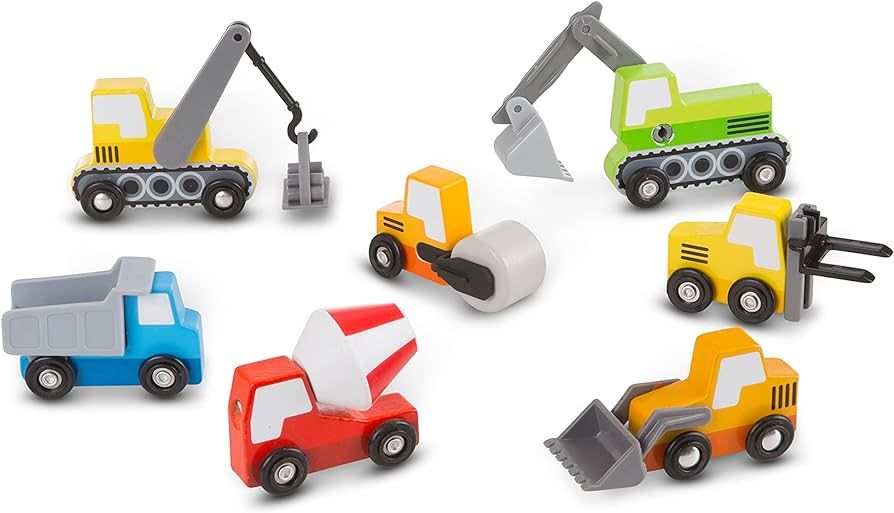 Melissa & Doug Wooden Construction Site Vehicles With Wooden Storage Tray (8 pcs) - Vehicle Toys,... | Amazon (US)