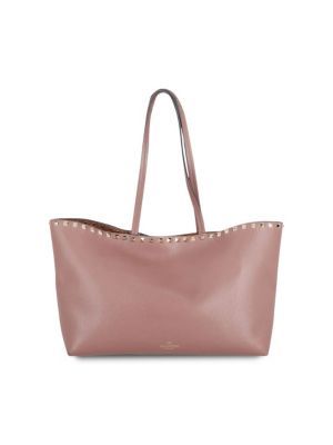 Valentino Garavani Rockstud Small Tote In Pink Textured Leather | Saks Fifth Avenue OFF 5TH