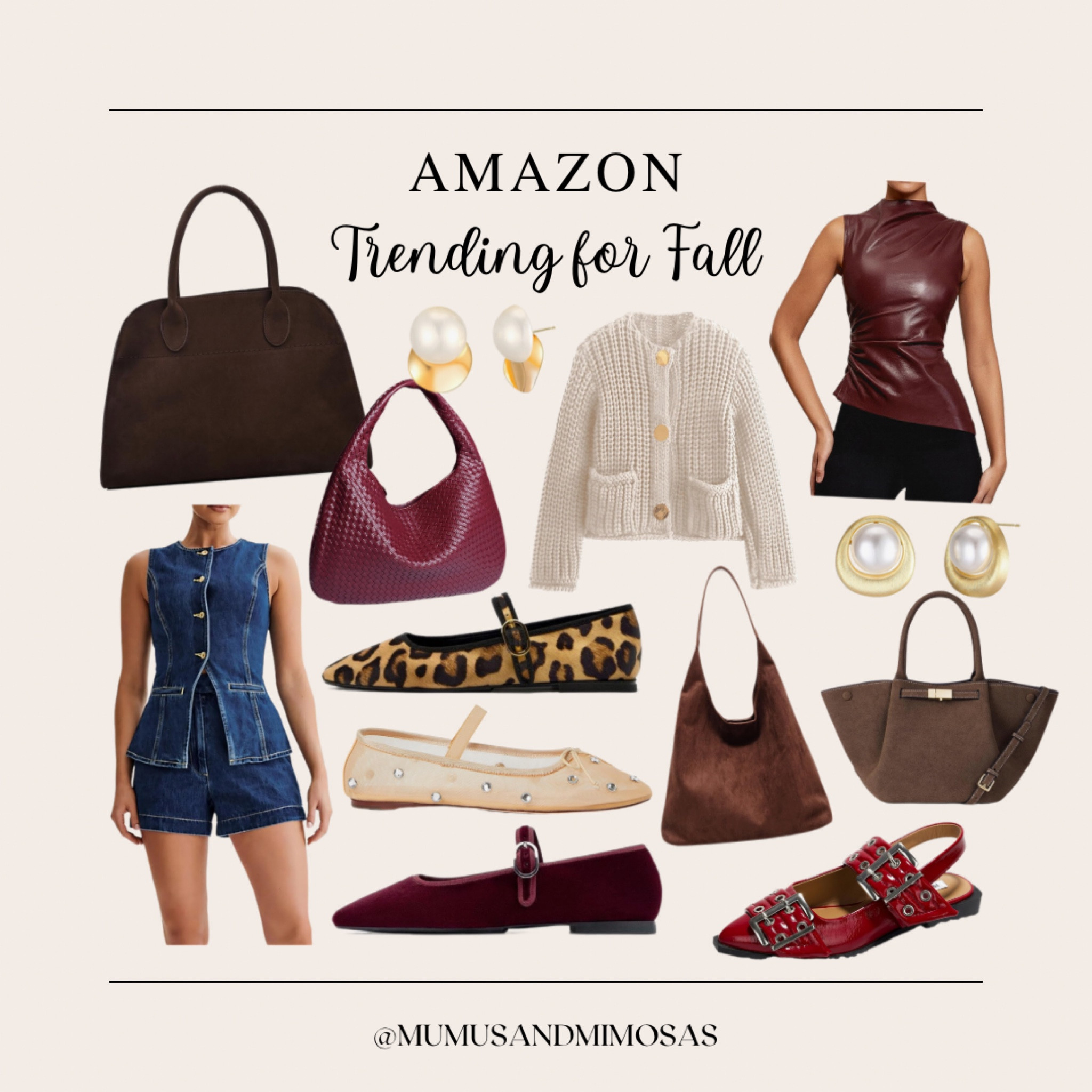 Trending fall fashion- suede, dark brown tones, pops of red and burgundy, ballet flats, denim, chunky cardigans with gold buttons 

#LTKNYFW #LTKFallSale #LTKCon