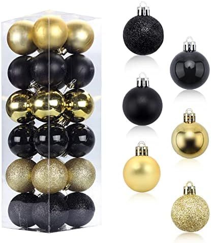 Christmas Ball Ornaments 24ct Black and Gold 2.36-Inch Small Indoor Christmas Party Decorations X... | Amazon (US)