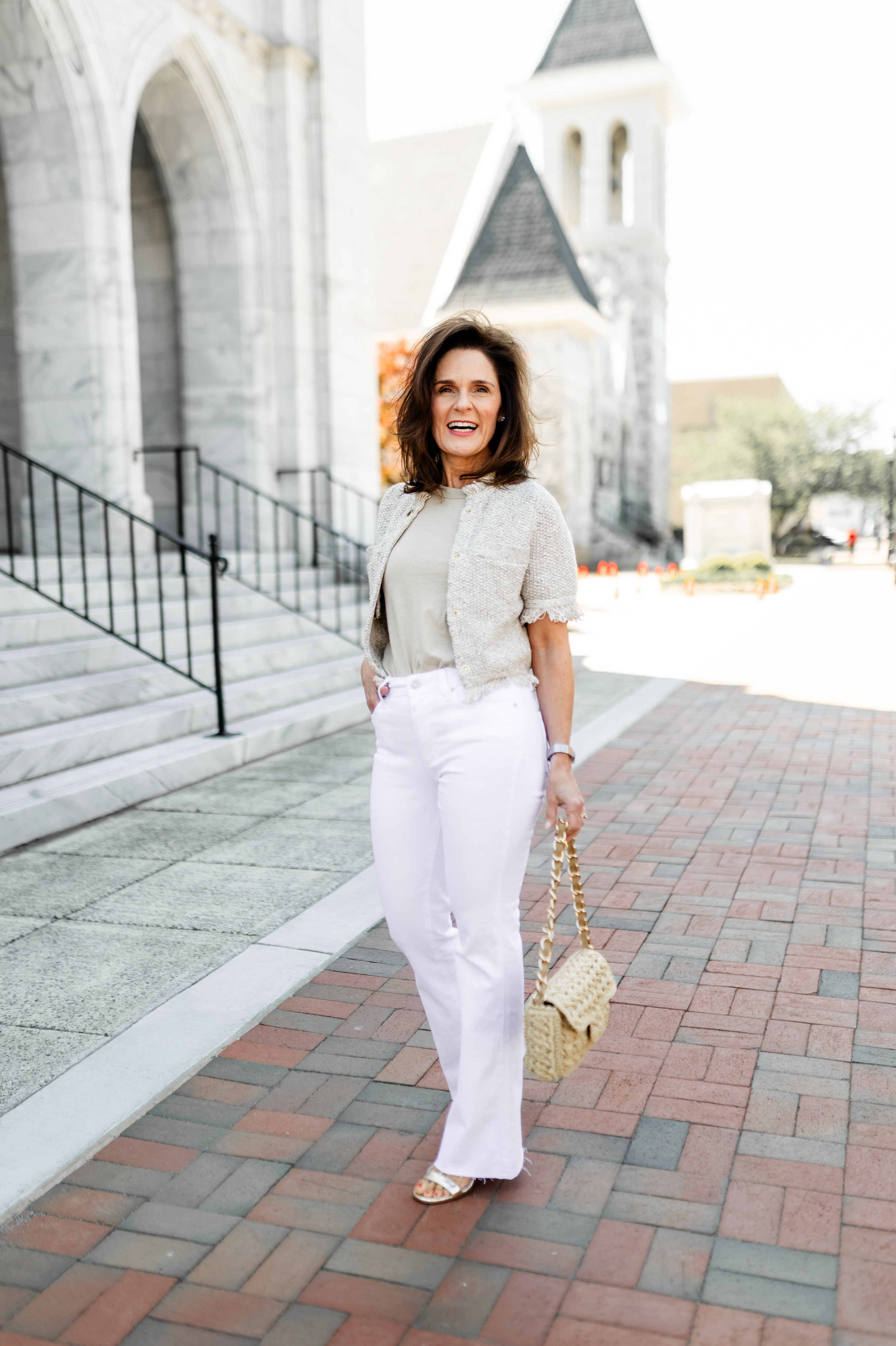 Petite white bootcut jeans from Paige.  Soft denim and flattering fit on the backside.  Currently on sale 25% off.

Wearing them with 3" gold sandals that are a summer staple.  Use code BETH15SPRING25 for 15% off.

Petite jeans, white jeans 

 

#LTKOver40 #LTKSaleAlert #LTKPetite