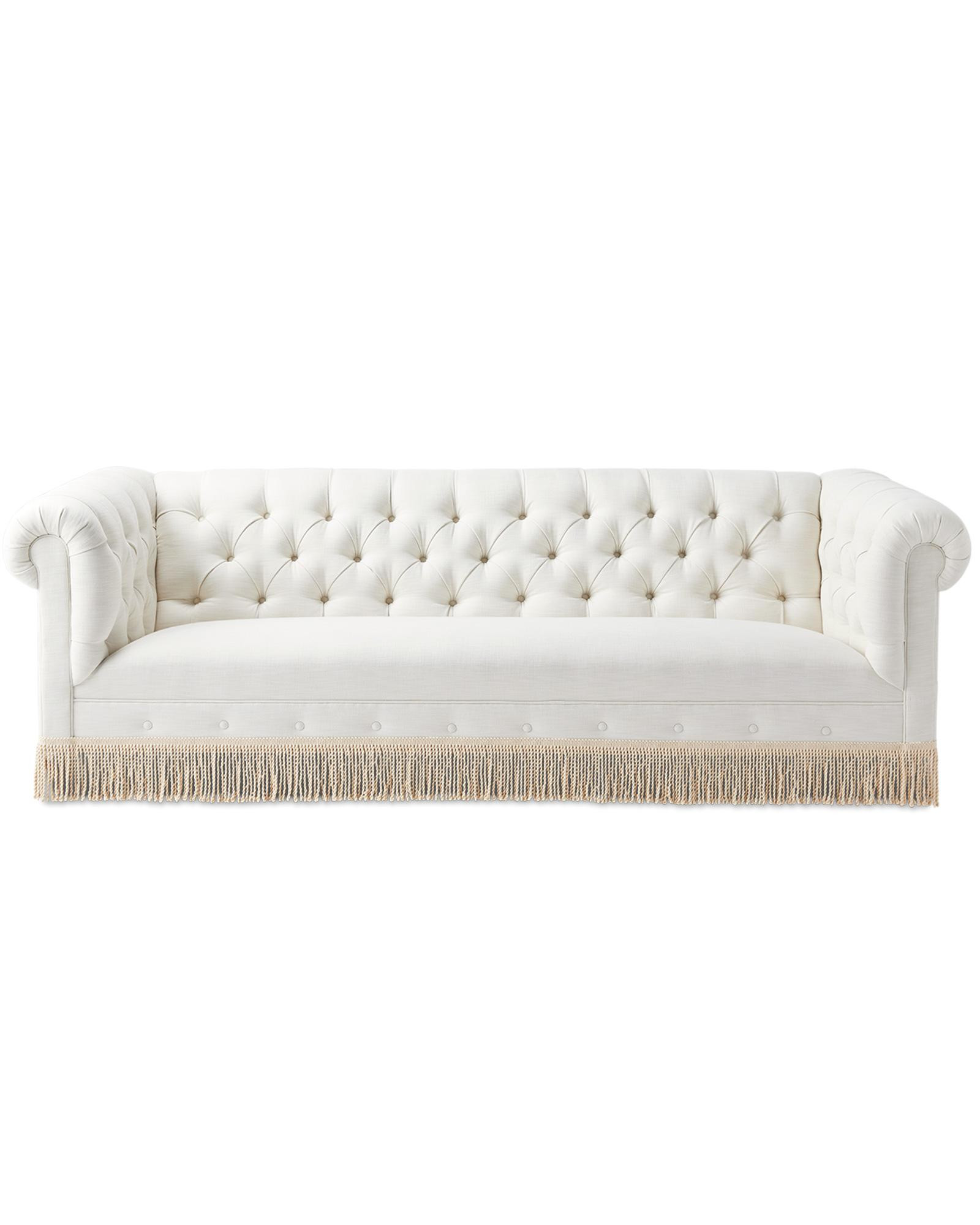 Chatham Sofa - Perennials Sea Salt Basketweave with Fringe | Serena and Lily