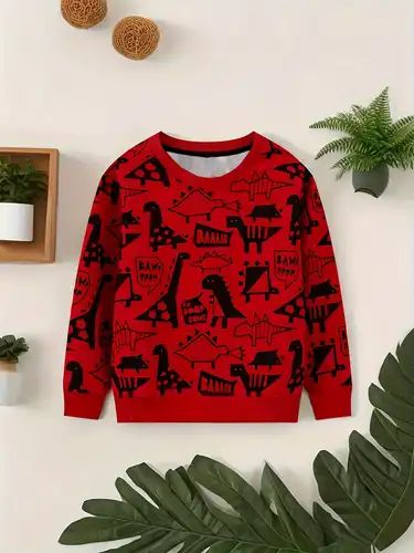 Cute Dinosaur Print Sweatshirt For Boys Cool Lightweight And - Temu | Temu Affiliate Program