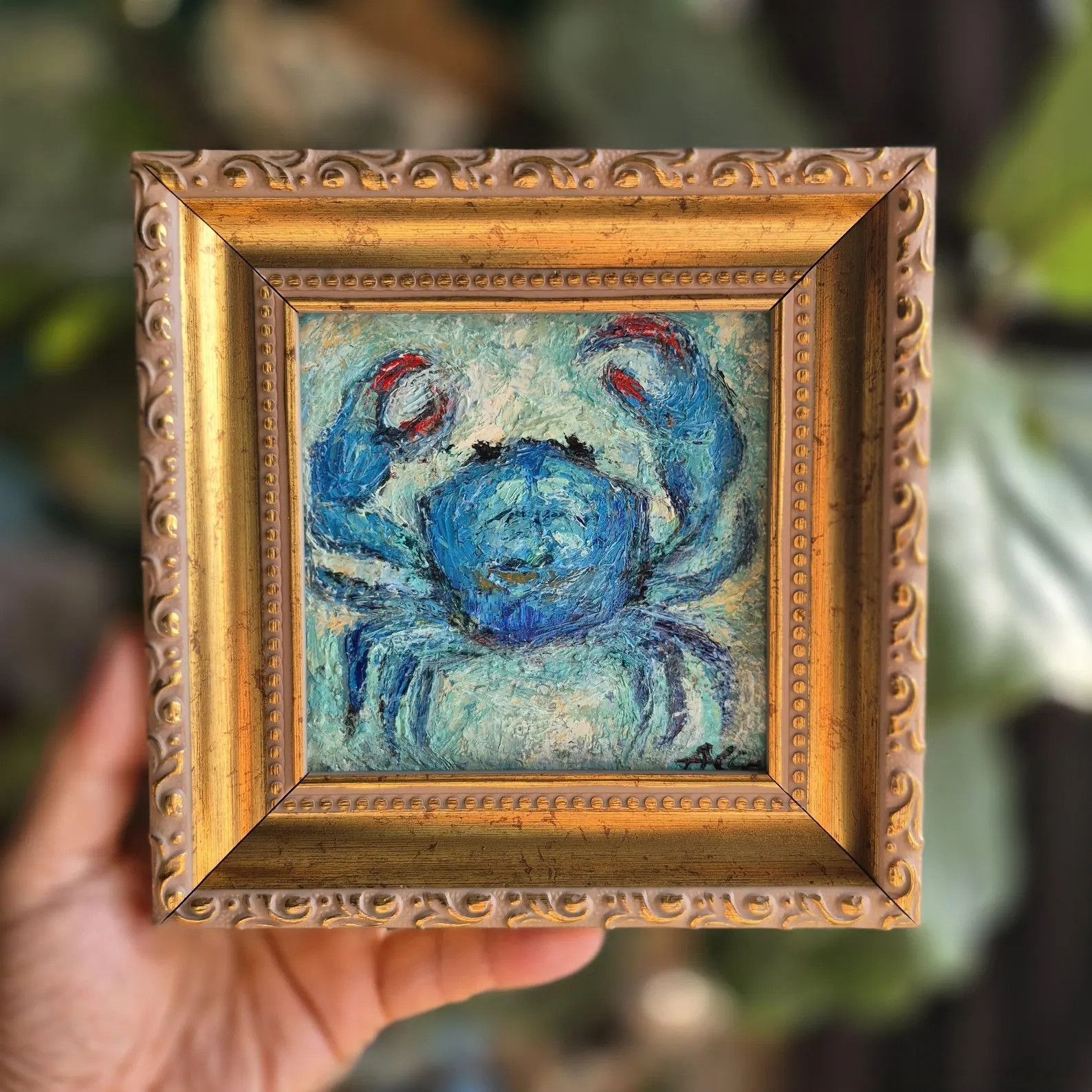 Original Oil Painting “Blue Crab” – Framed Mini Art – Hand-Painted Nautical Coastal Decor | Etsy (Global)